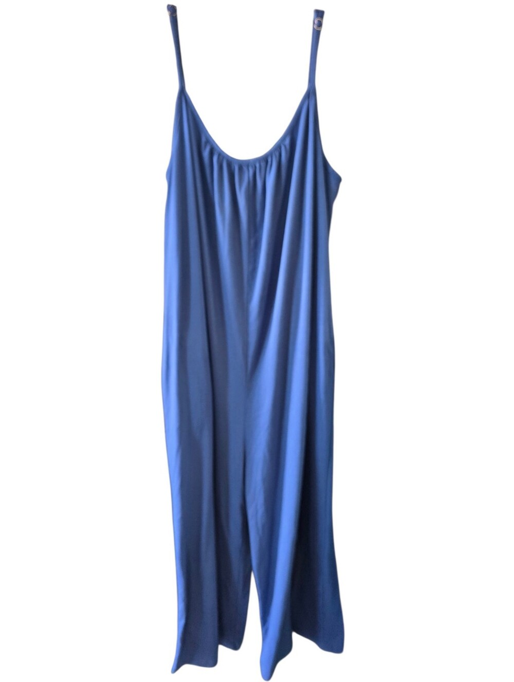 Blue Spaghetti-Strap Jumpsuit with Side Pockets Size X-Large
